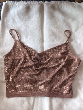 Windsor Rose Gold Shimmer Cowl Crop Top